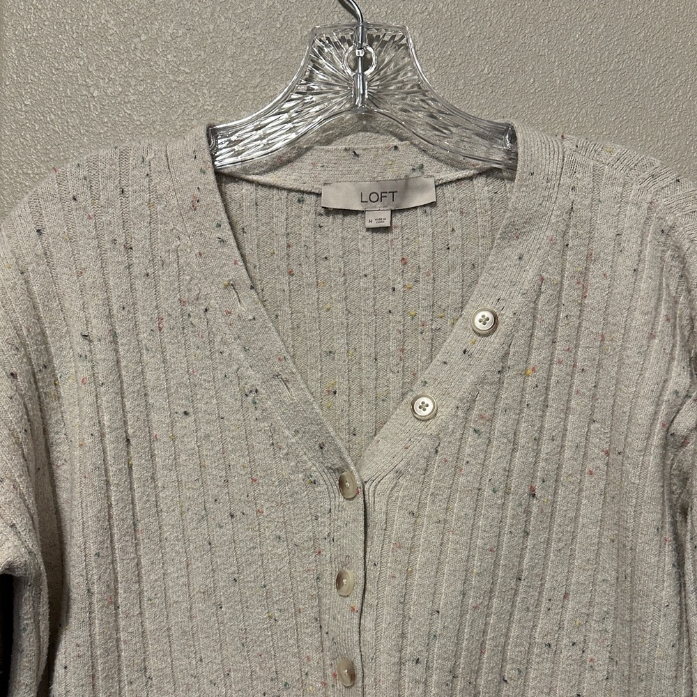 LOFT Multicolor Speckled Cream Sweater